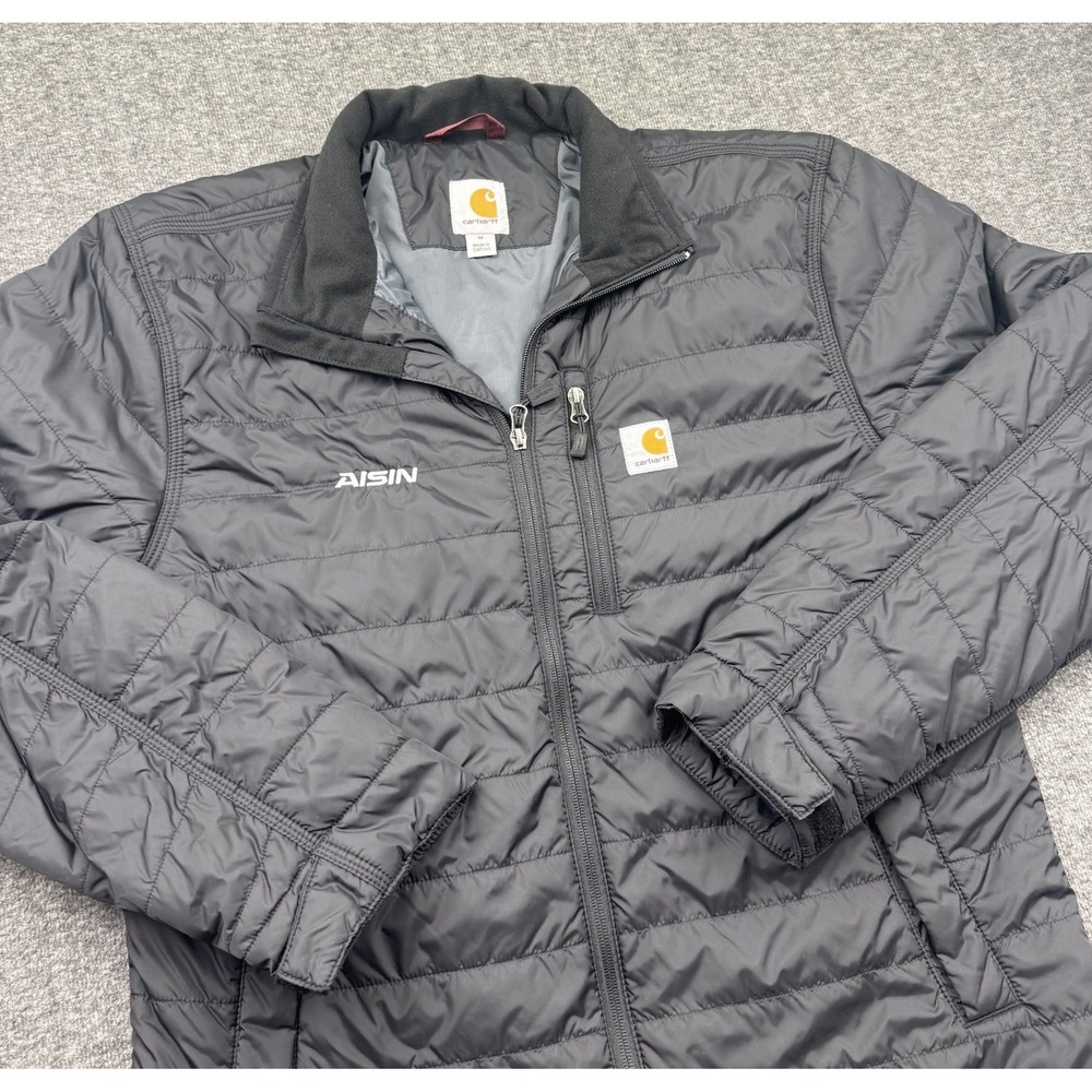 Carhartt Rain Defender Gilliam Jacket Quilt Lined Sz L Black 102208 *Flaws Work